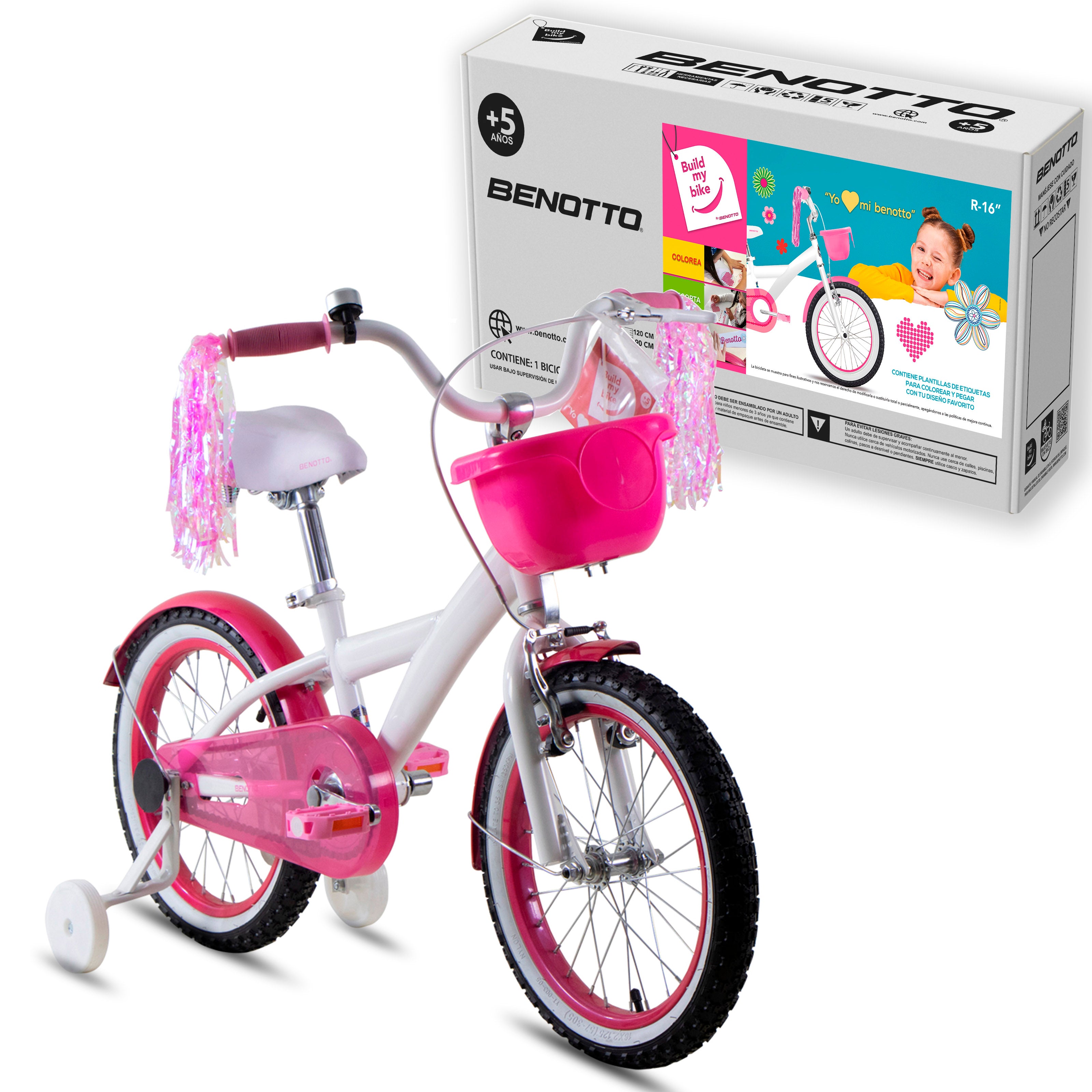 BICICLETA BENOTTO CITY BUILD MY BIKE R16 1V BLANCO ROSA